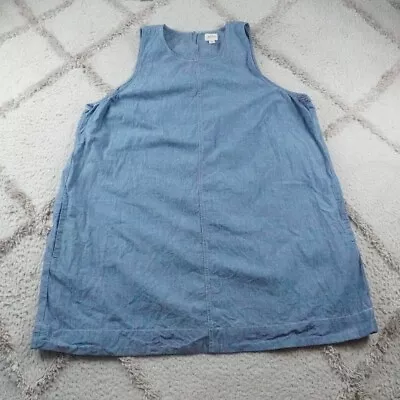 J.Crew Button-Back Chambray Shift Dress Womens 3X Blue With Pockets • $38