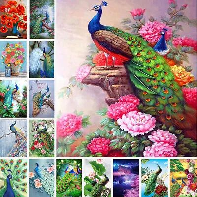 $18.88 • Buy DIY Diamond Painting Peacock Flower Decor 5D Embroidery Cross Stitch Home Art AU