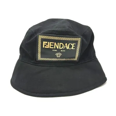FENDI FXQ801 Versace Collaboration Logo FENDACE Hat Cotton Black • $841.50