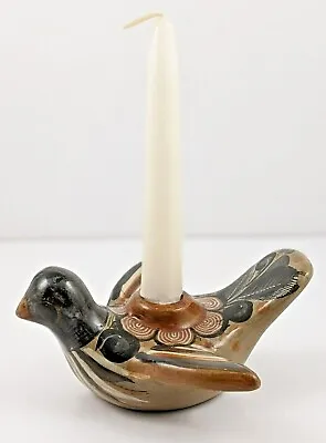 Tonala Jal Pottery Hand Painted Bird Candle Holder Signed Mexico • $25.98