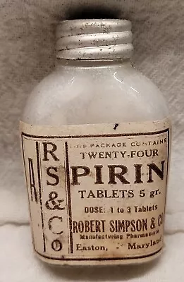 Nice Antique Robert Simpson & Co.  Aspirin Easton Maryland Original Label • $67.99