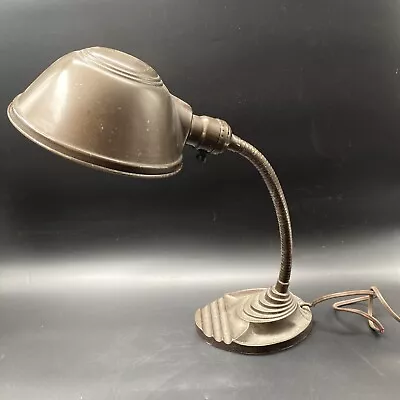 Vintage Eagle Gooseneck Desk Lamp Cast Iron Base Deco Industrial Machine ~16” • $49.99