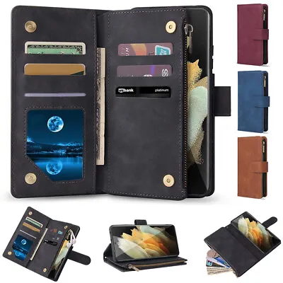 Zip Wallet Case Leather Flip Phone Cover For Samsung A54 A52s A13 A53 A20e A50 • £8.55
