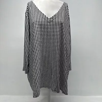 J Jill Wearever Blouse Long Sleeve Knit Top Shirt Houndstooth Print Plus Size 4X • $24.99