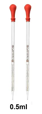 2Pk 0.5ml Glass Graduated Dropper Pipettes Lab Dropper With Red Rubber Cap&Scale • $9.99