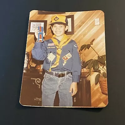 VTG Snapshot Photo Boy Cub Scout Smiling With Pinewood Derby Car • $4.99