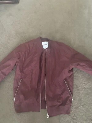 $18 • Buy Pull And Bear Burgundy Mens Bomber Jacket Medium