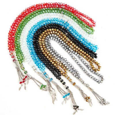 Crystal 99 Beads Tasbih Tazbeeh Allah Mohammed SAW Beads For Zikr & Dua Prayer • £2.25