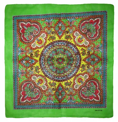 22 X22  Ornate Paisley Mosaic Multi Color Green 100% Cotton Bandana • $6.44