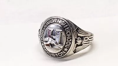 1948 Vintage Sterling Silver Class Ring Houston Texas Hoggs Junior High School • $49.99