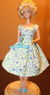 VTG Hand Made Barbie Fashion Floral Dress Outfit No Doll +Shoes & Hanger • $15.99
