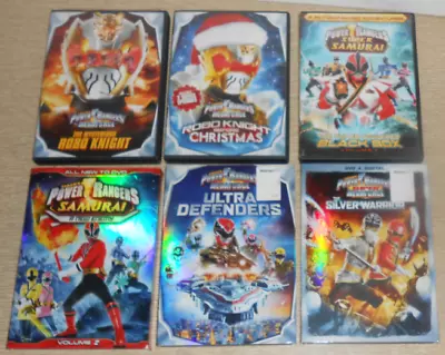 Lot Of 6 Power Rangers DVDs Megaforce Samurai Movies & 1 CHRISTMAS • $24.95
