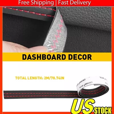 PU Leather Car Dashboard Decor Line Strip Sticker Moulding Trim Accessories Red • $9.99