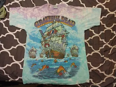 Vintage Liquid Blue Grateful Dead Ship Of Fools - 1993  - Shirt L Nice • $99