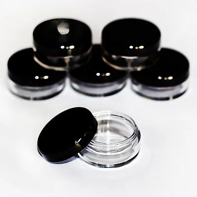 50 X 10ml Screw Top BLACK Lid Pots/Jars Samples Glitter Nail Art CRAFT Jfb50 • £11.23