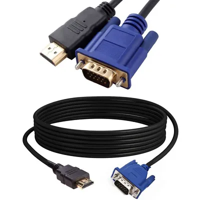 1M HDMI To VGA Cable HDMI Male VGA D-Sub Male AV Video Converter Adapter Lead UK • £4.74