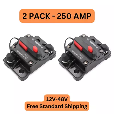 2 PACK 250 Amp Waterproof Circuit Breaker Auto/Boat/Solar 12-48V DC Manual Reset • $19.99