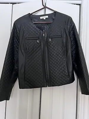 Moto Jacket Black Faux Leather.   Ellen Tracy Brand • $45
