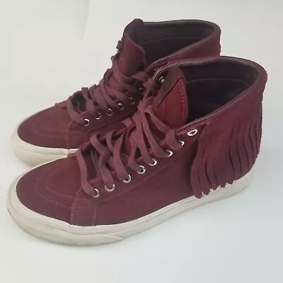 Vans Suede Leather Chukka MOC Sz US Women 6.5 / Red /  Burgundi / Fringe • £38