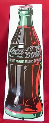 Vintage Coca Cola Porcelain Enamel Metal Sign 6 1/2  By 21  1990's Advertisement • $9.99