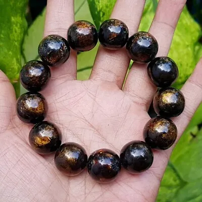 17 MM Indonesia Black Coral Sea Willow Bracelet 13 Beads #TK11 • $120