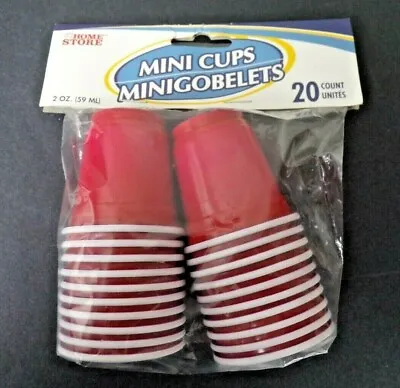 Home Store 2 Oz Red Mini Cups Plastic Shot Glasses 20 Count New • $6