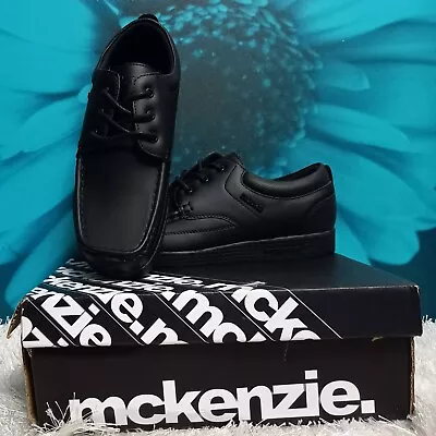 McKenzie Marino Junior Lace Up Shoes In PU Black Children's Size 5.5 • £26.50