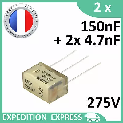 2 Capacitors Rifa Pzb 0.15µF 0.15uF 150n X2+2x 4n7 4700pF Y2 Y 275V 250V Sh • £19.04