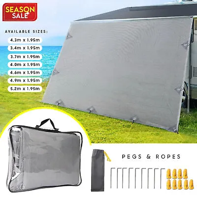 7 Sizes Caravan Privacy Screens 1.95m Roll Out Awning End Wall Side Sun Shade • $61.05