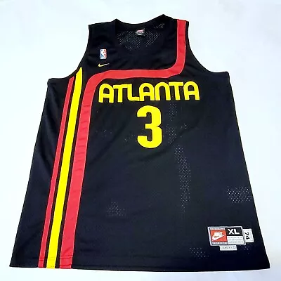 VINTAGE Nike SWINGMAN Atlanta Hawks #3 Shareef Abdur-Rahim Black Jersey Men's XL • $34.99