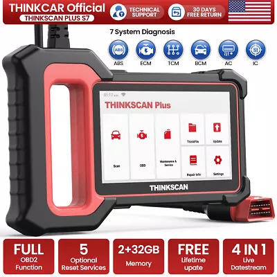 Thinkscan Plus S7 Car OBD2 Scanner Auto Diagnostic Tool ABS SRS BCM TPMS AC IC • $132.95