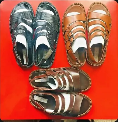 Men's Leather Buckle Strap Sandals - 3 Colours • £14.99