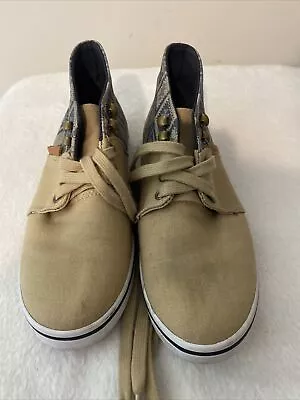 Vans Women's Size 6.5 Off The Wall Shoes Mid Top Tan Blue EUC • $8