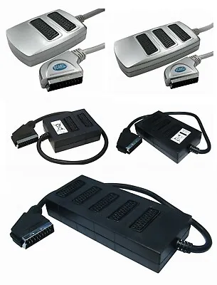 £5.95 • Buy 2 Way 3 WAY 5 Way SCART Splitter Box (Switched) With 0.5 Metre Cable