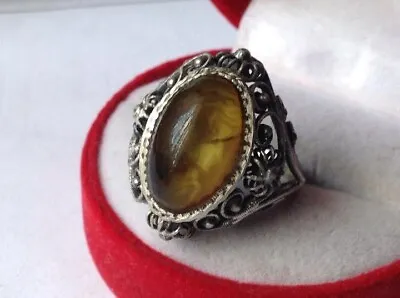 Ring Of The USSR Cupronickel Amber Beautiful Gift Men • $35