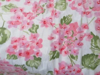 Vintage  Pink Hydrangeas On White Cotton Fabric Barkcloth Pattern Never Used • $18.74