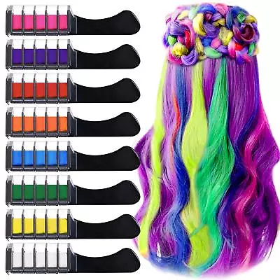Hair Color Chalk For The Hair Color Temporary Hair Dye With Comb 8 Colors • £3.95