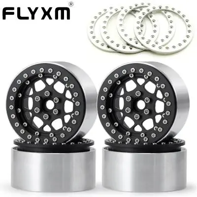 FLYXM 2.2  Beadlock Wheel Rims W/ Ring For RC 1:10 AXIAL SCX10 TRX4 D90 CC01 Etc • £45.19