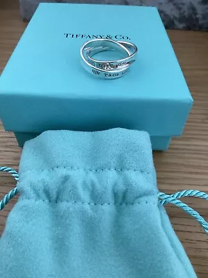 £200 • Buy Genuine Tiffany & Co Interlocking   Ring Sterling Silver With Box