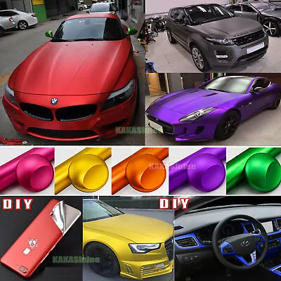 $293.47 • Buy Flexible Decal Car Metallic Satin Matte Chrome Vinyl Wrap Sticker Bubble Free US