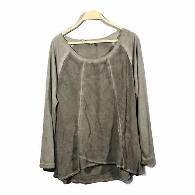 Monoreno Anthropologie TShirt Women Size S Gray Dyed Raglan Distressed Rags Raw • $21.99