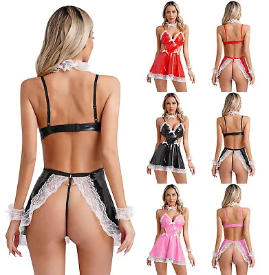 US Womens Outfits Club Maid Costume Sexys Set T-Back Thong Dresses 5-Piece Suit • $12.36