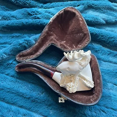 Estate Unsmoked Unknown Carver Majestic Elk Meerschaum Pipe • $34