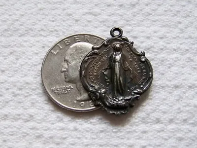 Vintage HMH Sterling Silver MARY CONCEIVED WITHOUT SIN Miraculous Medal Pendant • $22.99