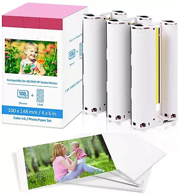 Compatible For Canon KP-108IN Ink & Photo Paper For Selphy CP1300 CP1200 CP910 • £29.55