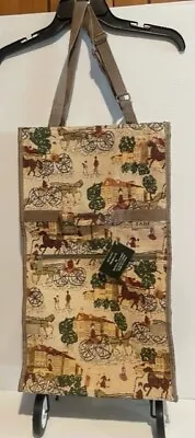 Jade Horse Carriage In Village Tapestry Collapsible Expandable Rolling Cart Bag • $25.98