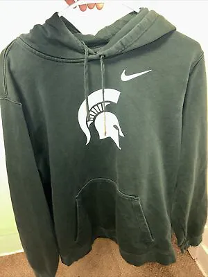 Nike Michigan State Spartans Mens Large Pullover Hoodie Green White Logo NCAA • $23