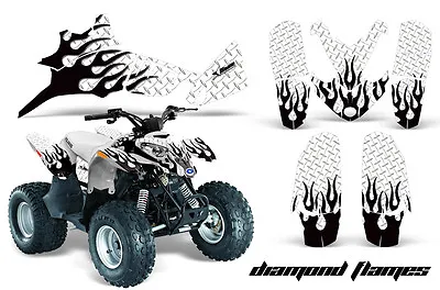 ATV Graphics Kit Quad Decal Wrap For Polaris Predator 90 2003-2007 DMNDFLAME K W • $129.95