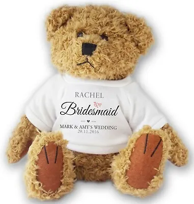 £12.95 • Buy Personalised BRIDESMAID Wedding Teddy Bear Thank You Gift - Allted11