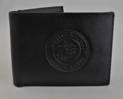 Rugged U.S. Marine Corps Black Bifold Wallet RFID Officially Licensed USMC • $39.99